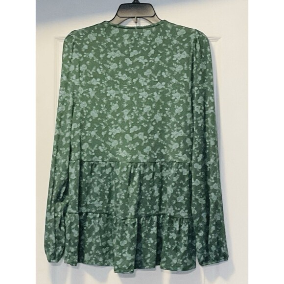 TRUE CRAFT Women's Babydoll V-Neck Knit Top Size M, Eden Floral - Picture 3 of 6